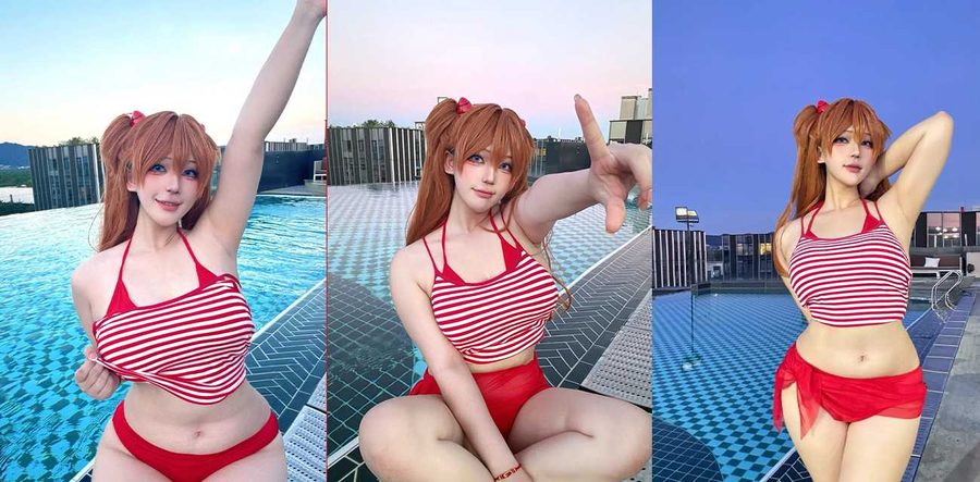 高颜值巨乳萝莉cos明日香 露脸口交啪啪 精液射满一脸