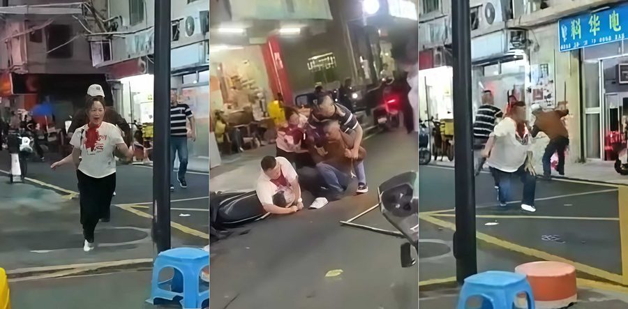 深圳横岗夜市广场出轨抓奸血案 因女友出轨暴怒带刀连捅两人 现场血流成河引全网热议跪求原视频