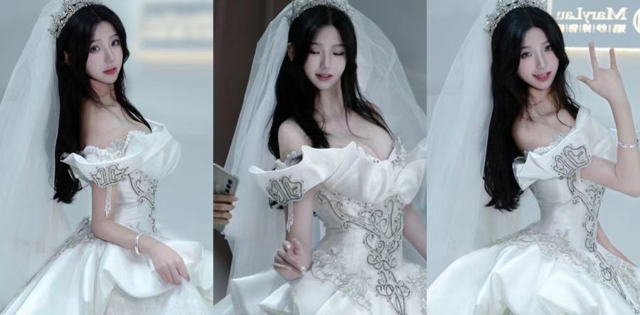 极品美妖TS瑶瑶身着雪白婚纱 丰满肥臀在白丝包裹下摇曳诱惑 直男粗暴插入紧致后庭抬腿暴干