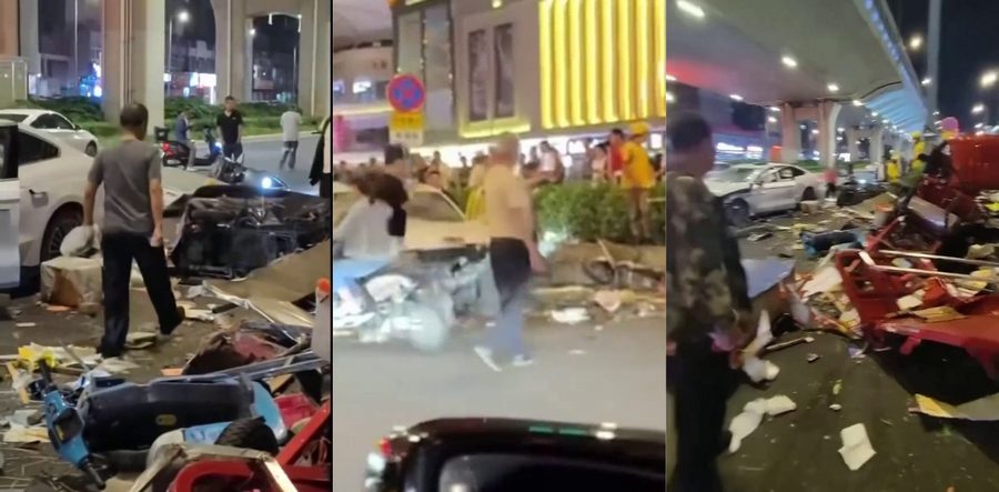 信阳南虹广场丹尼斯高架惊现夺命白车 醉驾狂飙撞飞4人血洗现场 行车记录仪录下掉头瞬间