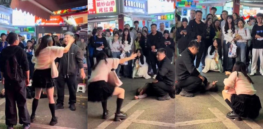 湖南大学章鱼小丸子奶奶事件 两女子砸丸子推老人导致脑梗住院视频完整版