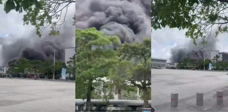珠海金湾高栏港扣押电动车停车场突发大火 数千电驴猛烈燃烧黑烟冲天
