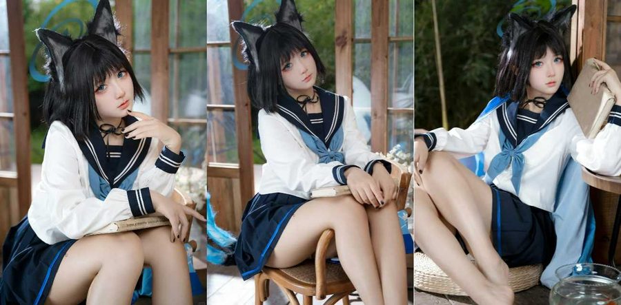 Patreon【浵卡】COS桐生桔梗 巨乳白虎棉袜撸管足交 口交深喉无套后入