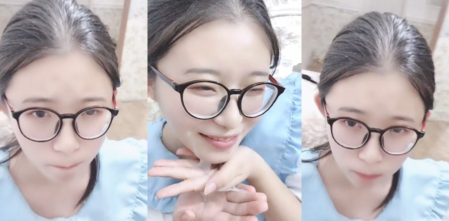 眼镜骚母狗司雨 身穿蓝白色女仆装 给主人口鸡巴 服务一流射她一脸精液奖励她