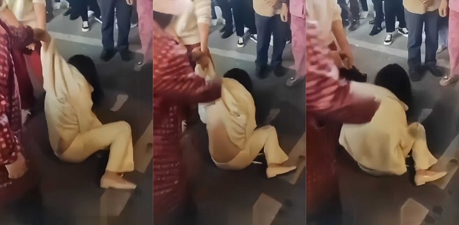 福建平潭街头原配怒撕小三 现场视频曝光！原配当众薅小三头发 扒衣扒到上半身赤裸画面太劲爆了！