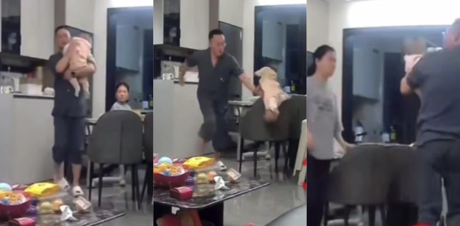 家庭监控曝光父亲怒摔亲生儿子 男人抱孩子太吓人  妈妈最担心的事还是发生了