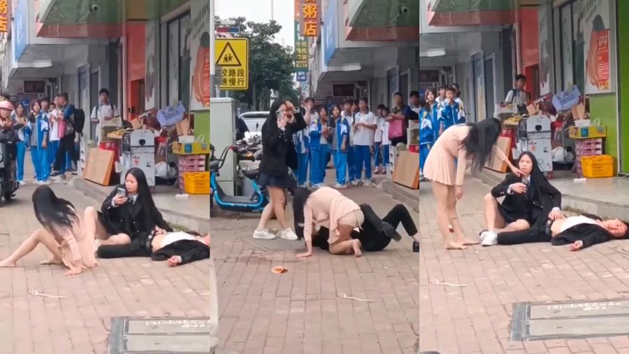 汕尾街头惊魂一刻！醉酒男大白天扑倒女子强行扒衣亲吻 女方拼命反抗喊救命路人围观报警