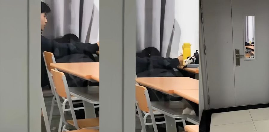 山东财经大学7-409教室上演活春宫！晚自习一名女生给男友口交！