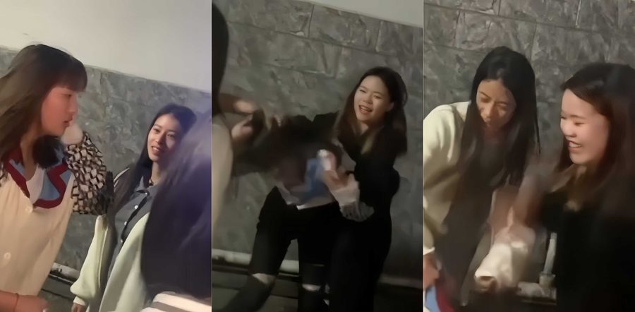 河南高中少女巷子中被疯狂围殴！精神小妹连环耳光狂扇逼其下跪 边打边狂笑视频曝光