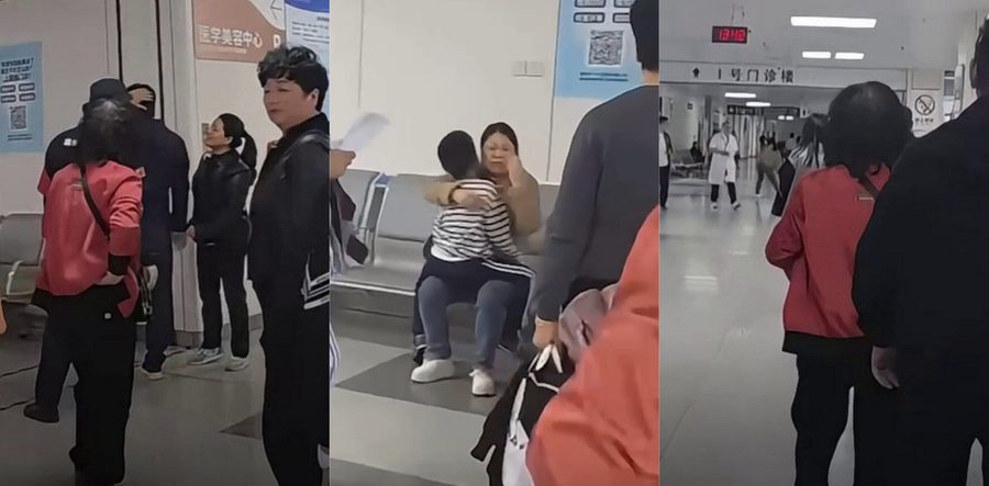 温州医院惊现家暴事件 男子当众暴打妻子孩子吓哭哭叫不止 现场视频曝光引发公愤
