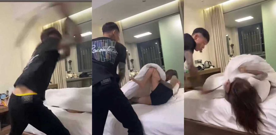 国服玄策精神小伙皮带哥一秒18抽，劈腿精神小妹被打到鼻青脸肿痛苦求饶让人心疼！