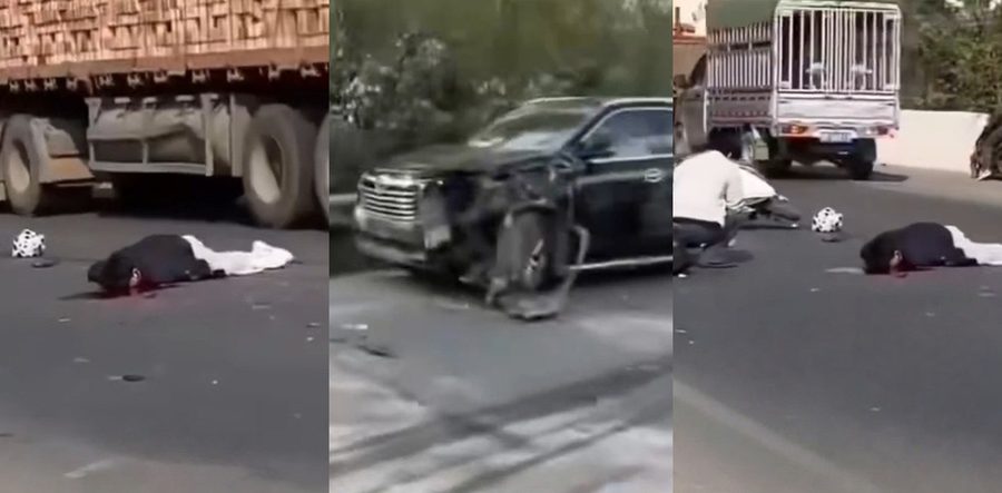 平南鬼火少年惨烈车祸！寒假接女友翘头炫技当场爆头惨死，女友甩飞重伤血染草丛全程高清曝光