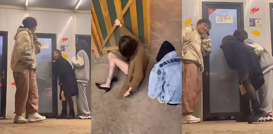 淄博烧烤厕所直接变硬核炮场？！美女骚货被按墙猛干到腿软，三人趴门缝手机全程高清偷拍，声音骚到炸！