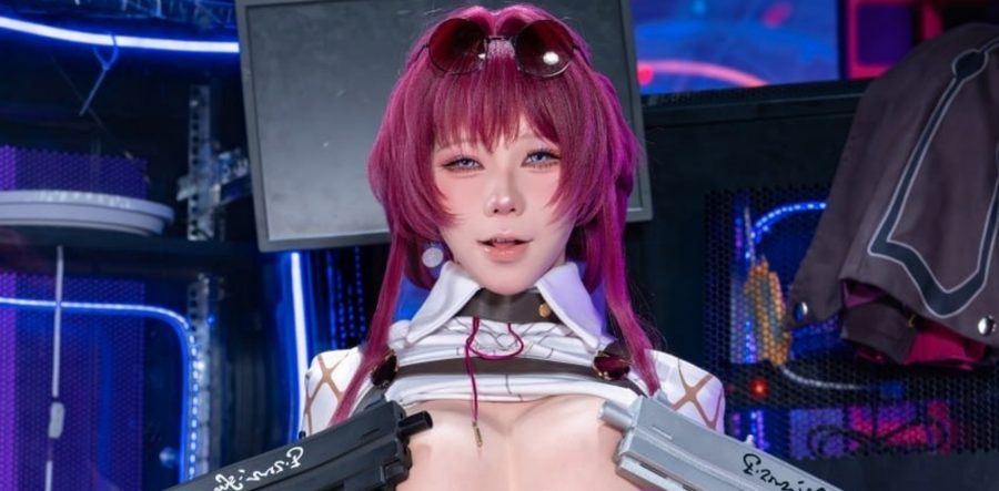 咬一口兔娘ovo cosplay崩铁卡夫卡黑丝紫蕾丝 露出阴毛玉足私拍欲火焚身