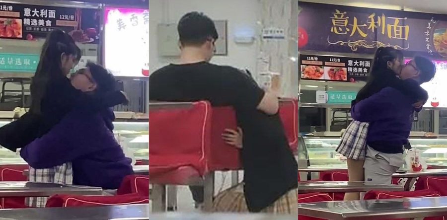 哈理工荣成学院食堂情侣上演惊天淫戏 少女被探裙猛扣当众舌吻跪地口交 疑似主人带淫狗玩户外调教！