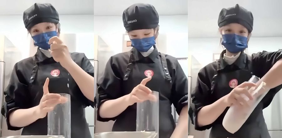 霸王茶姬店员徒手搅奶茶恶心炸了！福建漳州霸王茶姬店员不戴手套捏挤柠檬纯手打柠檬茶 卫生争议火上热搜