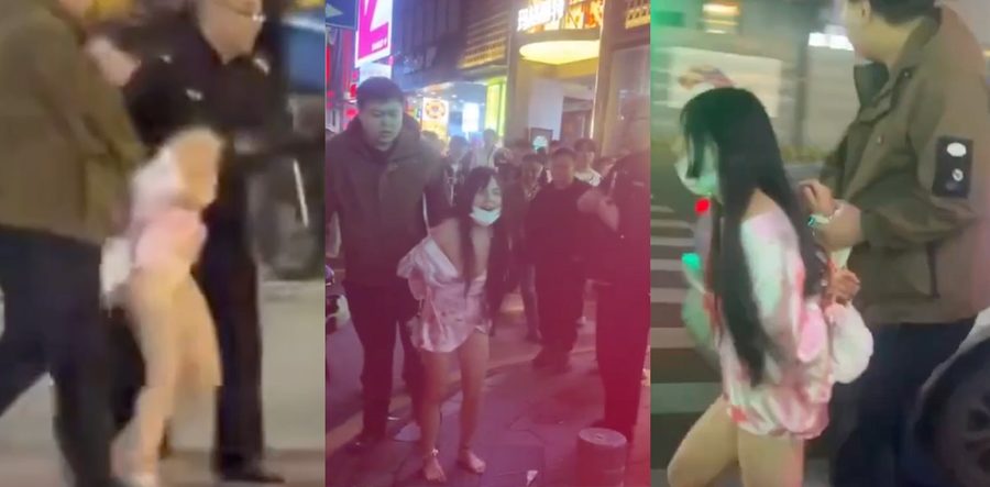 长沙解放西一波未平一波又起！女子穿着暴露街头热舞被抓 火锅店门口骚姿撩人 警方紧急带走