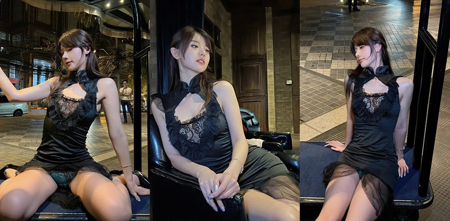 上海名媛刘亚丽情趣女仆伺候金主！开档黑丝勾出修长美腿，现场视频流出！