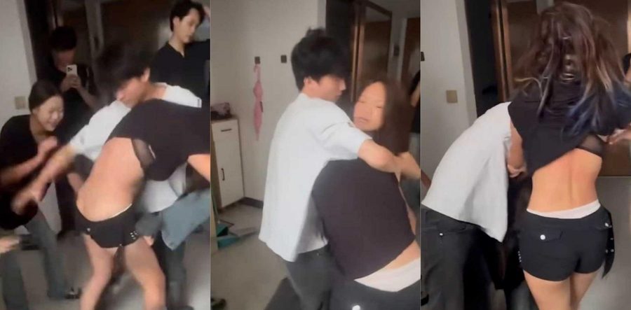 老公出轨偷情被抓 正宫带着姐妹团当场血洗小三 全程硬核裸身暴打惨叫求饶