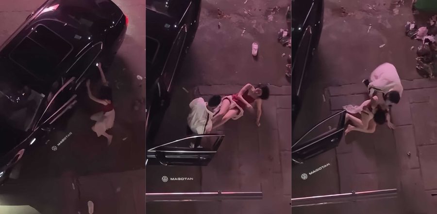 迈腾哥当街暴打出轨妻子！内衣被扯烂巨乳晃荡 刚想带男人回家偷情就被抓现行活该啊！