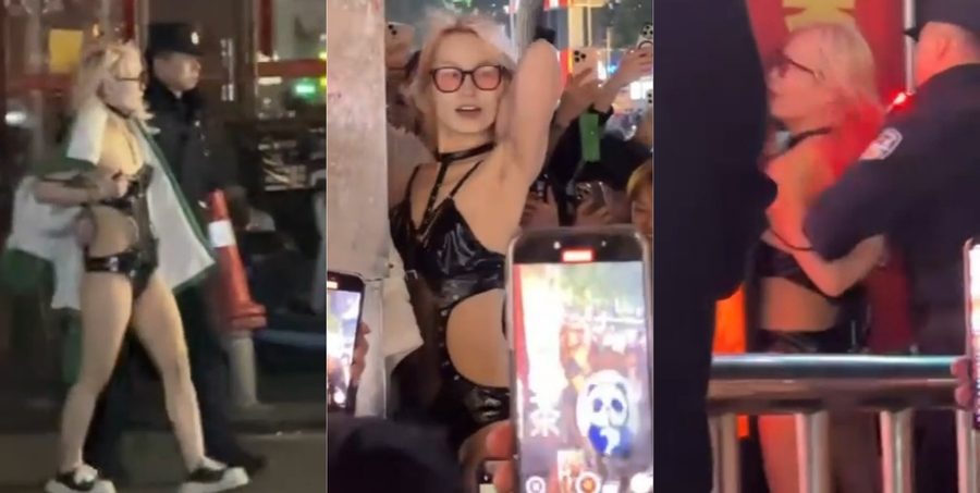 3.15长沙解放西路一姐 黄毛战神 现场直播吃鸡全过程 警察叔叔直接上演真人版 守护解放西！