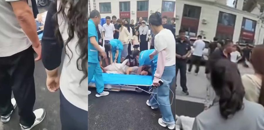 河北平乡金天凤凰城保安群殴业主 业主倒地不起医护紧急抬走 救治冲突现场